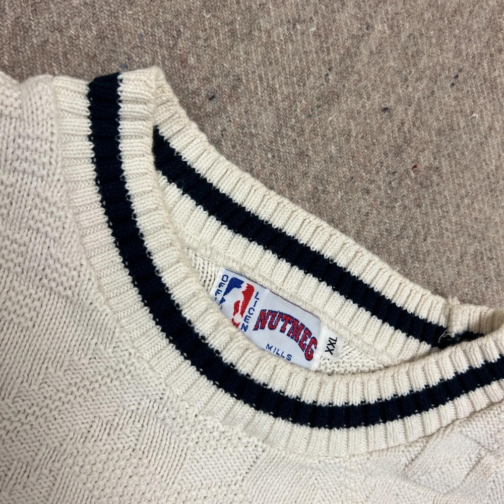 Vintage Bausch & Lomb NBA Sweater Mens XXL White 1990s Nutmeg - Picture 4 of 9